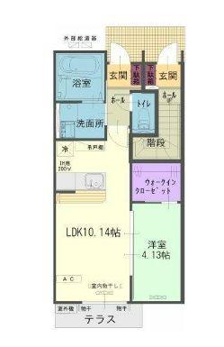 BOLAS緑が丘(1LDK/1階)の間取り写真