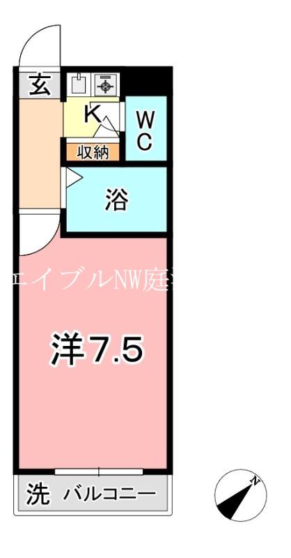 シティ倉敷 II(1K/4階)の間取り写真