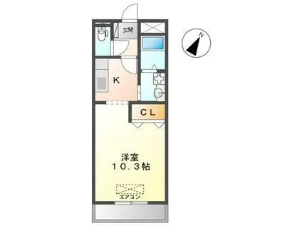 エクレールKAWAI(1K/1階)の間取り写真