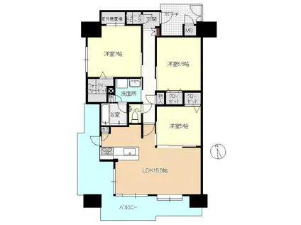 サンズガラリエ倉敷老松(3LDK/4階)の間取り写真