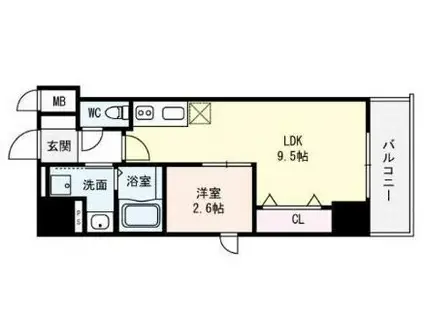 サンフォリア大手前(1LDK/3階)の間取り写真