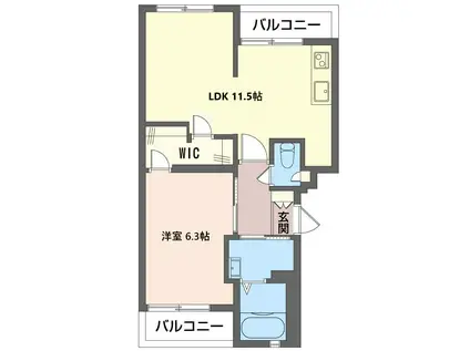 ジョイフル横山(1LDK/1階)の間取り写真