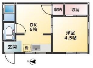 ヒルビュー神田(1DK/1階)の間取り写真