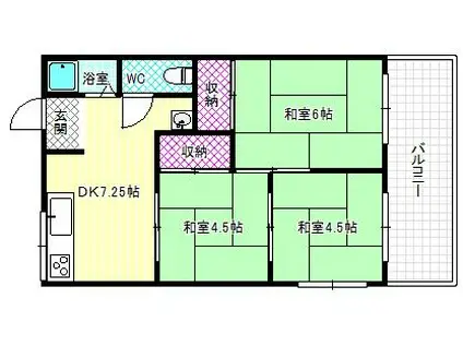 清水ハイツB棟(3DK/2階)の間取り写真