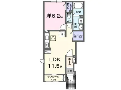 ルル・ミヤ(1LDK/1階)の間取り写真