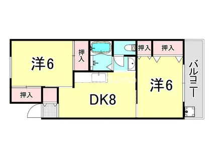 高倉マンション(2LDK/2階)の間取り写真