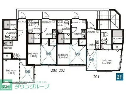 フォレストタウンH(1K/2階)の間取り写真