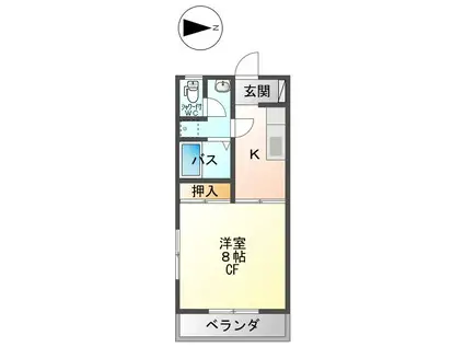 旭ハイツ(1K/2階)の間取り写真