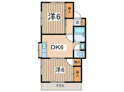 ベルソーネ篠崎(2DK/1階)の間取り写真