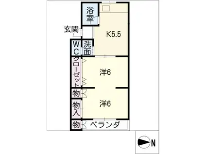 春里ビル(2K/2階)の間取り写真