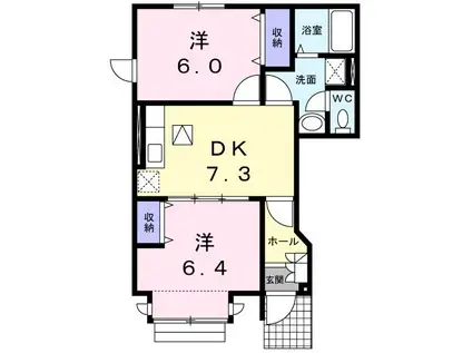 エスペランサ21(2DK/1階)の間取り写真