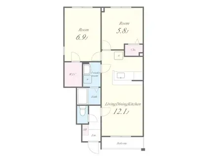 ポーチュラカ(2LDK/1階)の間取り写真