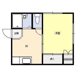 茂野アパート(1DK/2階)の間取り写真
