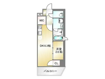 ネクストステージ神戸元町(1DK/2階)の間取り写真