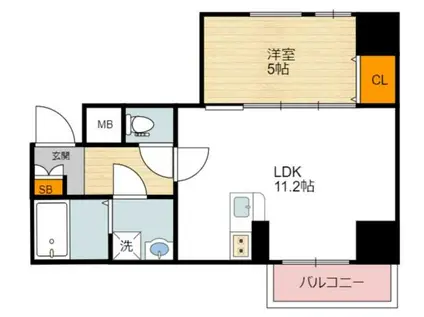 レインボー四天王寺(1LDK/3階)の間取り写真