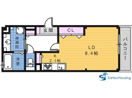 LS RESIDENCE NAKAMOZU(1K/1階)の間取り写真