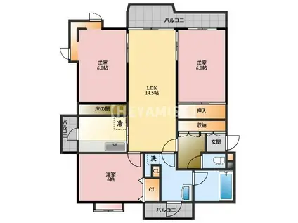 SHU小ケ倉(3LDK/2階)の間取り写真