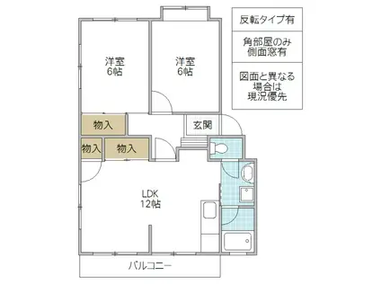 ロイヤルマンション B棟(2LDK/2階)の間取り写真