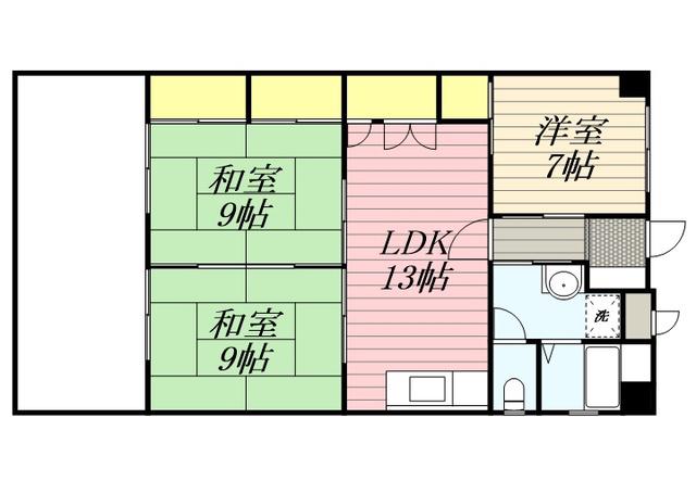 プレアール長門石(3DK/2階)の間取り写真
