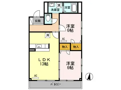 クレールはな(2LDK/2階)の間取り写真