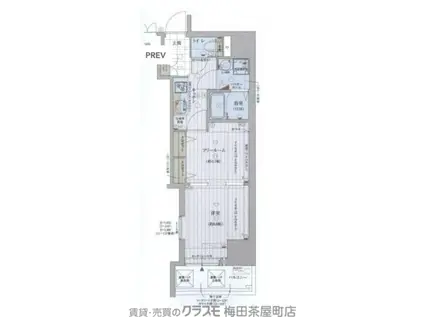 レジュールアッシュ梅田AXIA(1SK/7階)の間取り写真