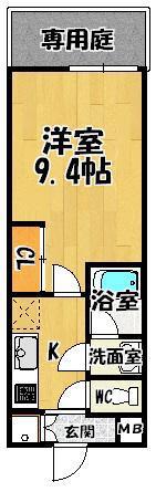 ラフィーネマック(1K/1階)の間取り写真