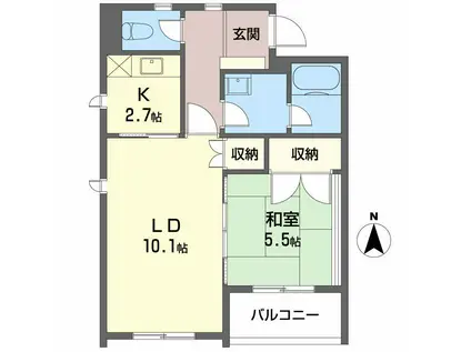 ラ・サンテ安東(1LDK/1階)の間取り写真