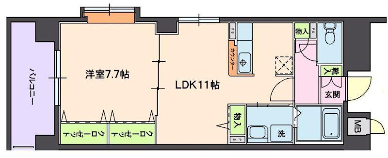 ラ・フォンテーヌ(1LDK/5階)の間取り写真