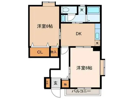 ファミールT&K(2DK/1階)の間取り写真