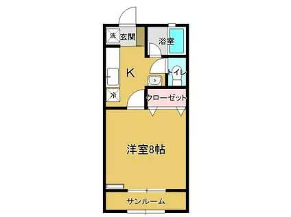 メープルハイム(1K/2階)の間取り写真