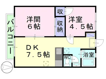 パナハイツ総社1(2DK/1階)の間取り写真