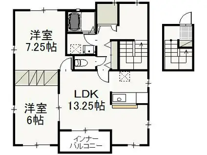 ヴィラ・ド・フルールD (2LDK/2階)の間取り写真