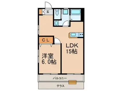 つるコーポ(1LDK/1階)の間取り写真