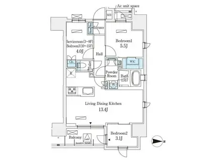 アヴァンカーサ町屋(3LDK/10階)の間取り写真