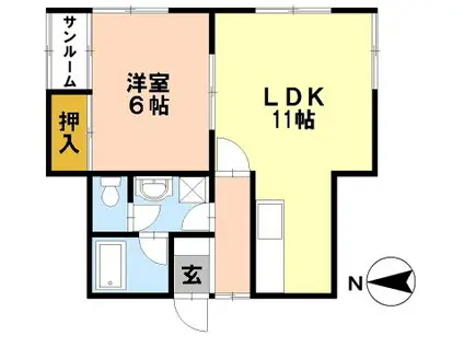 パークサイド(1LDK/1階)の間取り写真