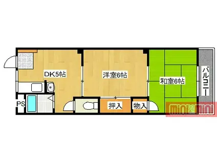 フジハイム(2DK/3階)の間取り写真