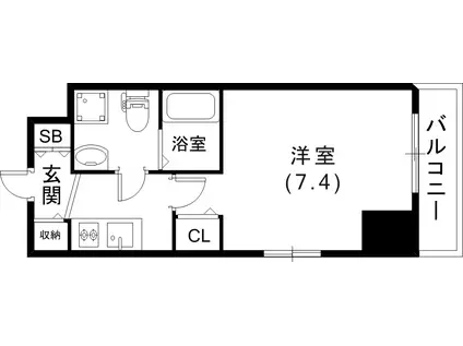 シャルマンパレ神戸花隈(1K/4階)の間取り写真