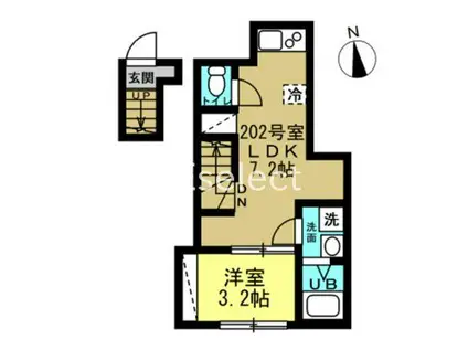 EMMA検見川(1DK/2階)の間取り写真