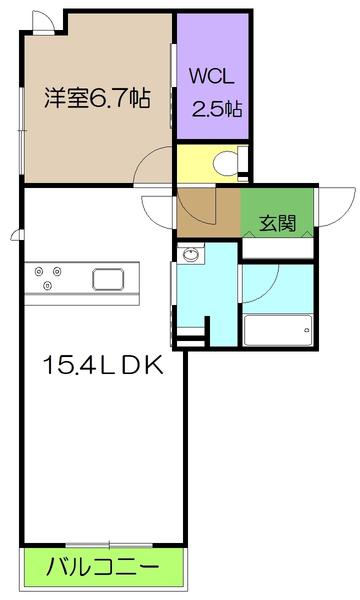 シャーメゾン 四季彩(1LDK/2階)の間取り写真
