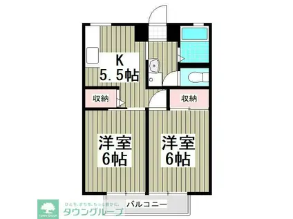 メゾンパストラルI(2K/2階)の間取り写真