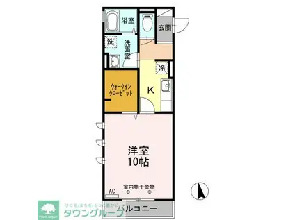 トネリコテラス2(1K/2階)の間取り写真