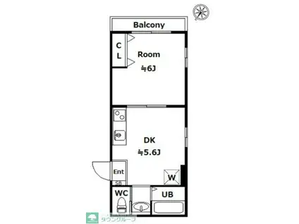 AKマンションII(1DK/1階)の間取り写真