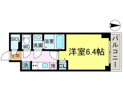 THE PASEO新小岩II(1K/7階)の間取り写真