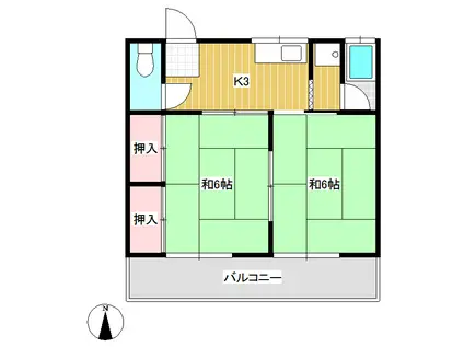 駒形ハイツ(2K/2階)の間取り写真
