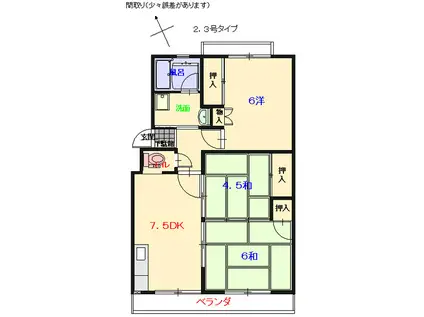 住吉マンション(3DK/4階)の間取り写真