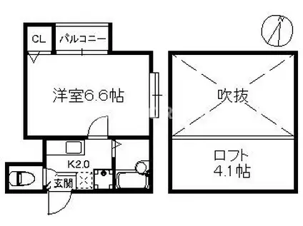 ゲートウェイコート(1K/2階)の間取り写真