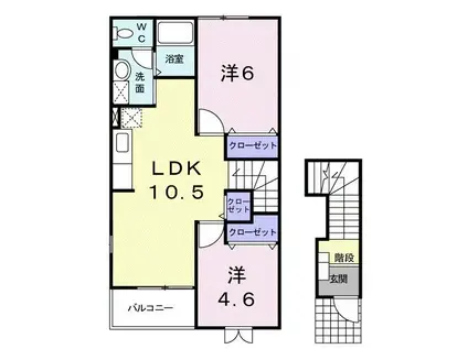 ベリエ・エトワールI(2LDK/2階)の間取り写真