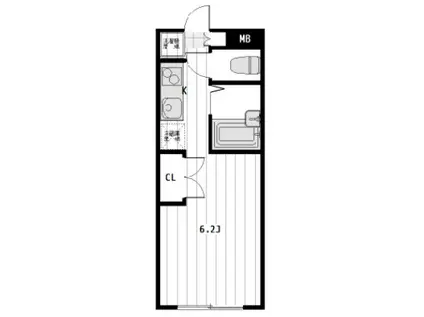 ビートルズスクエア(1K/1階)の間取り写真