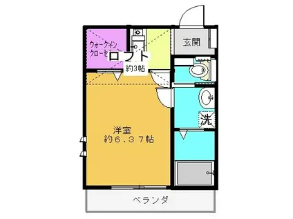 MOA3(1K/2階)の間取り写真