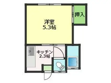 ジェミナス(1K/3階)の間取り写真